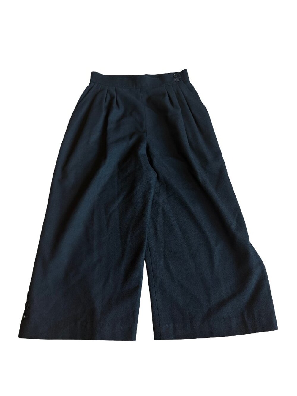 Jones New York Black Wide Leg Wool Culottes Gaucho Pants Pleated Size 12 Women's